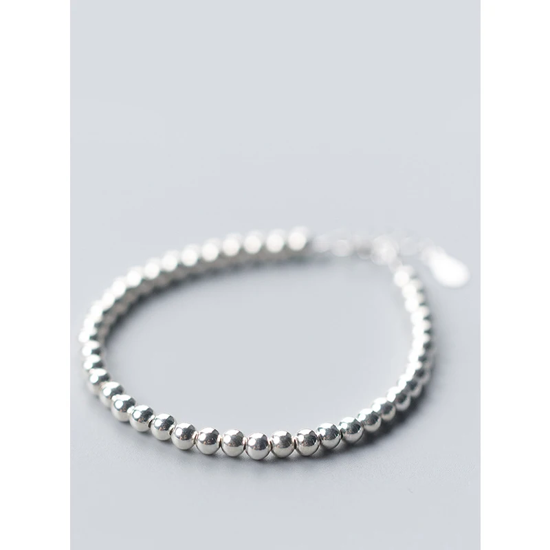 La Маца 925 пробы серебро 4 мм бисером мяч браслет для Для женщин счастливые браслеты с амулетами браслеты для подарка вечерние браслет дружбы