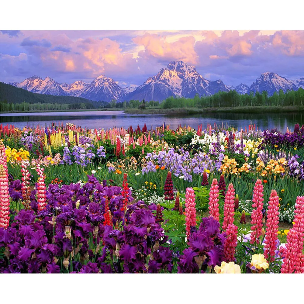 

Full DIY Diamond Painting kit Flower Lake Cross Stitch Diamond Embroidery Patterns rhinestones Mosaic home decor