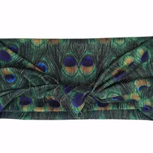 J183028 Новейшие хорошего стрейч спандекс моды с павлин шаблон, удобный и очаровательный узел повязка на голову