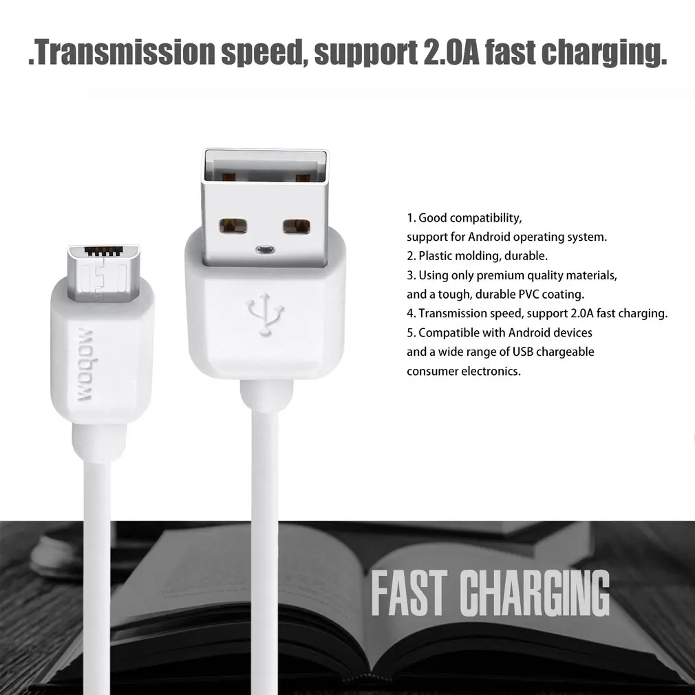 WOPOW LC503 Universal Data Line For Android Tablet USB2.0 Fast Charge Data Cable 0.8M/1M/1.5M High Speed 2A Data Sync USB Wire