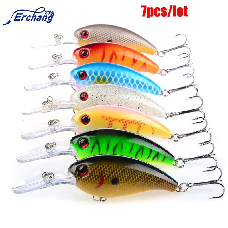 7Pcs/Lot Crank Bait 100mm 15.4Gg Freshwater Fishing Lures Diving Depth