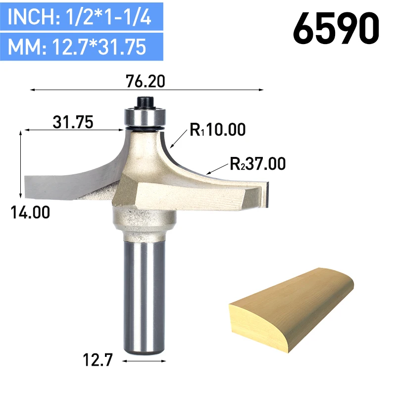 HUHAO 1 шт. 1/" хвостовик фрезы для дерева, карбида вольфрама резец долота Prrofessional класса Деревообрабатывающие инструменты - Длина режущей кромки: 6590