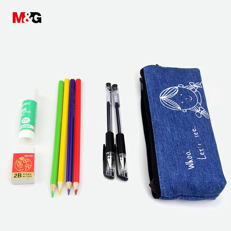 

M&G quality cute canvas student pencil case for school supplies kawaii cartoon pattern office stationery comic fabric pencil box