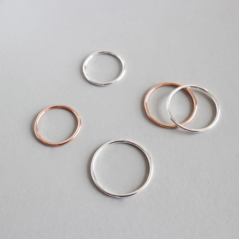 

BIG J.W Classic Thin Rings Minimalist Rose Gold Color Real 925 Sterling Silver Ring Stackable Ring Fashion Korean 2019 Jewelry