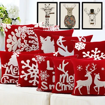 

45*45cm Christmas Style 100% Cotton Canves Wool Embroidery Cushion Cover