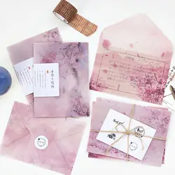 3 конверты/пакет Cherry blossom Сакура серии пергамент Бумага конверт для подарка корейский канцелярские