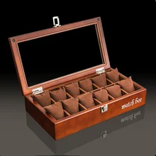 12 слотов Роскошная деревянная коробка для часов чехол модные черные чехлы для хранения часов со словами механические часы дисплей Подарочный Чехол Держатель W042