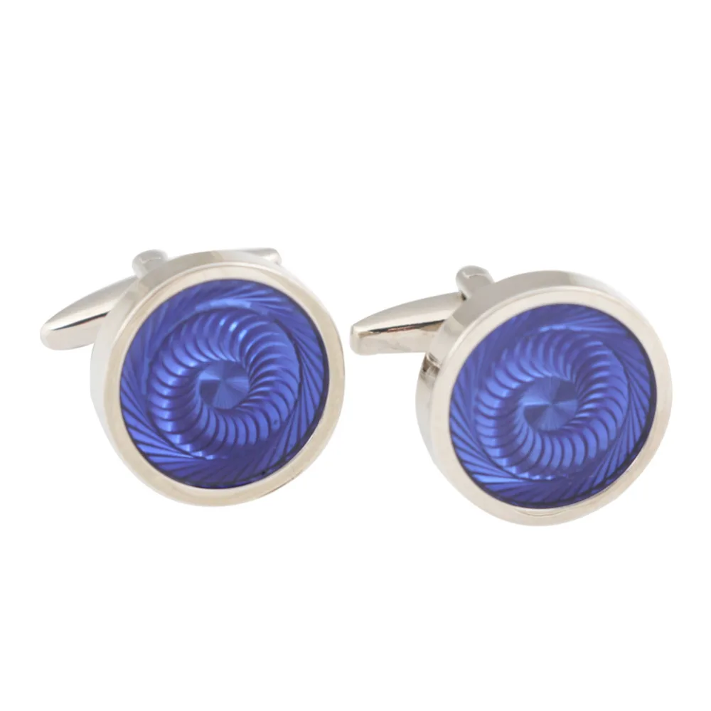 

Free shipping high quality men's cufflinks blue circular brass