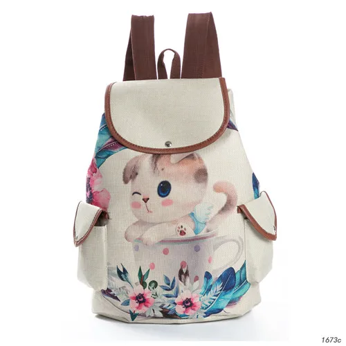 Miyahouse Повседневный цветочный мультяшный рюкзак с принтом лошади женская льняная школьная сумка с кулиской для девочек-подростков рюкзак для путешествий - Цвет: 1673c
