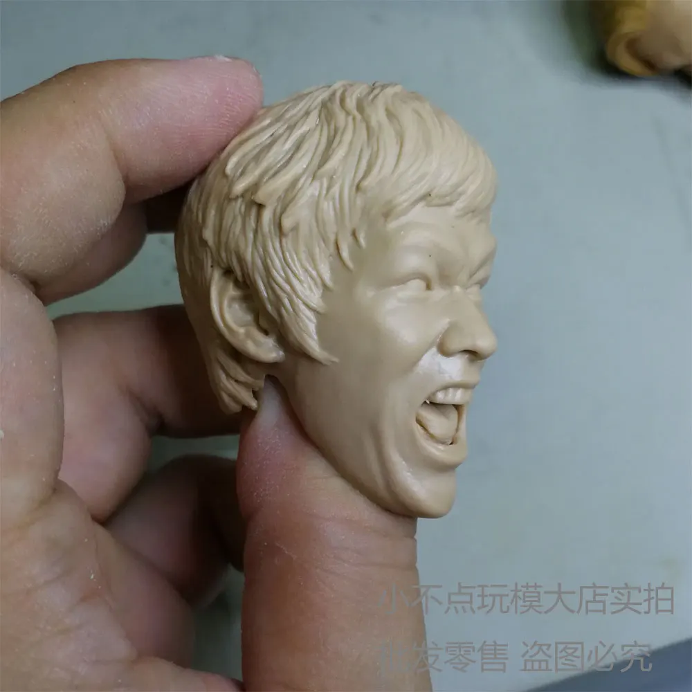 Free Shipping 1/6 scale Blank Head Sculpt Bruce Lee angry face The Big Boss 