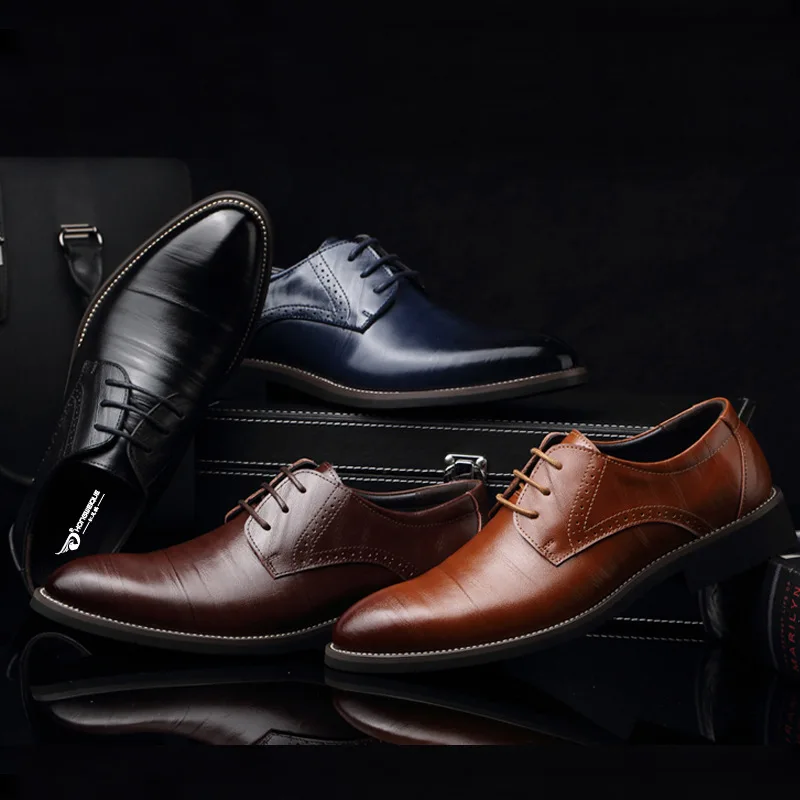 

Masorini Men Leather Dress Shoes Genuine Leather Wingtip Carved Italian Formal Oxford Mens Shoes Formal Plus Size 38-48 WW-513
