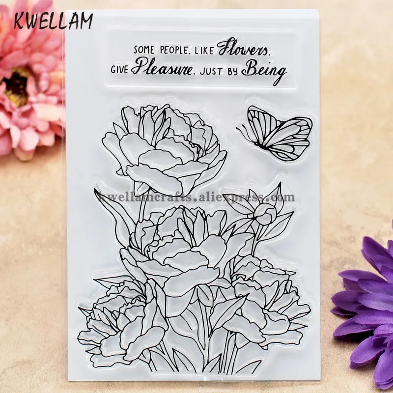 

Flowers Butterfly Scrapbook DIY photo cards rubber stamp clear stamp transparent stamp 10x15cm KW8011207