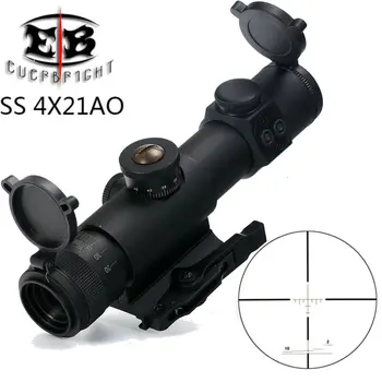 

EB SS 4x21 AO Compact Hunting Rifle Scope Tactical Sight Glass Etched Reticle Riflescope With Flip open Lens Caps and QD Mount