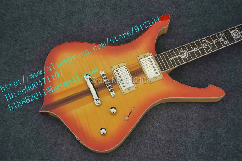 

free shipping retail new electric guitar in orange with one piece Sandwich tiger stripes mahogany body 24 fret F-1311