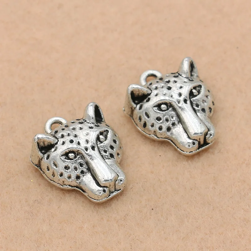 KJjewel Antique Silver Plated Leopard Charm Pendant fit Bracelet