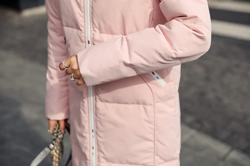 YHavaton женские зимние куртки пуховое пальто 2019 Новый пуховик с капюшоном теплая верхняя одежда с меховым воротником Большие размеры длинные