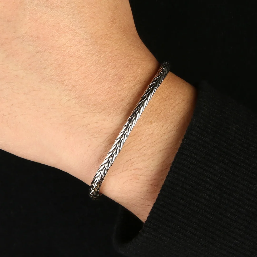 3 Colors Hip Hop Punk Foxtail Chain Wristband For Men Jewelry Punk Statement Female Link Charm Bracelet Bangle pulseira feminina