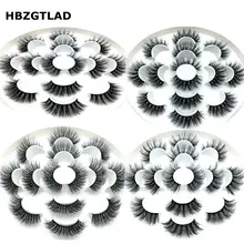 2019NEW 7 пар натуральные накладные ресницы драматический объем накладные ресницы длинная норка ресницы, наращивание ресниц норки ресницы для красоты