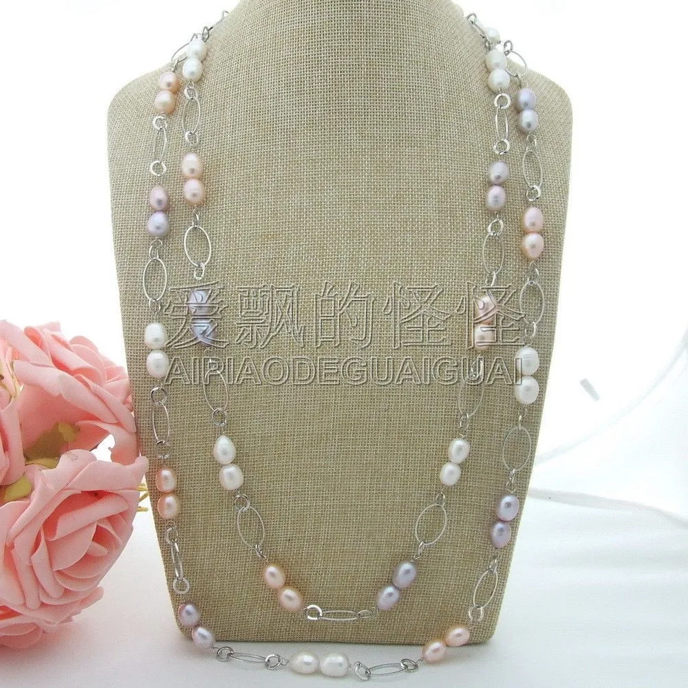 

N061306 59'' Multi Color Pearl Long Necklace