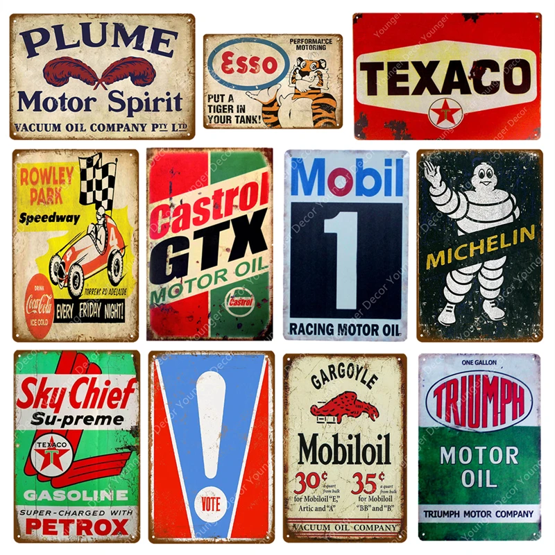 

Vote Mobil Triumph Castrol GTX Motor Oil Metal Signs Vintage Tin Poster Decor For Pub Bar Garage Wall Stickers Art Plaque