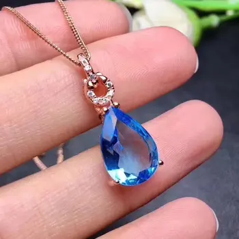 

Fidelity natural 9*13mm blue topaz pendants s925 sterling silver classic water drop fine jewelry for women natural gemstone