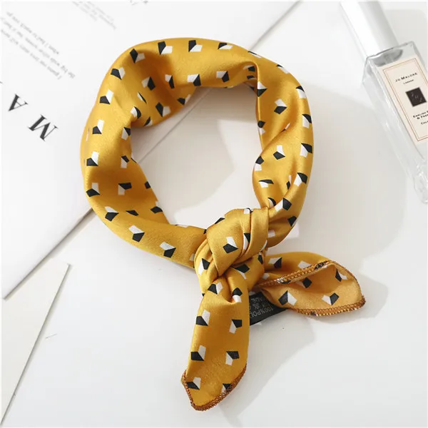 FJ161 yellow Новинка, женский шарф на весну и лето, шелковый шарф маленького размера, квадратный шейный платок для офиса, женские шарфы, весенние шали, 50*50 см - Цвет: FJ161 yellow