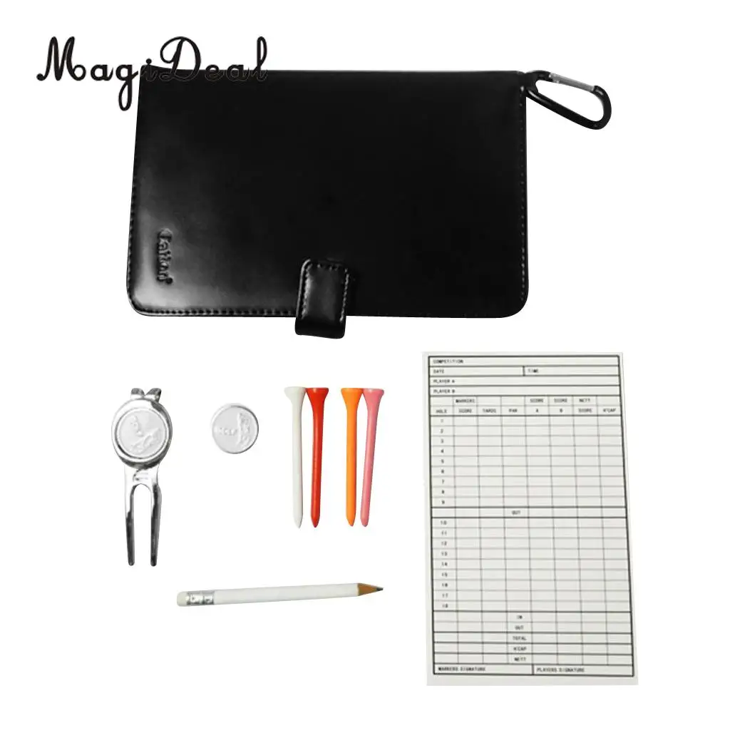 

MagiDeal Golf Score Card Holder Case with Pencil Waterproof Multi-function