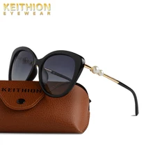 KEITHION Women Polarized Sunglasses Brand Designer Cat Eye Sun Glasses Mirrored Fashion Vintage Retro Eyewear
