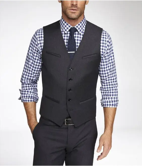 2018 Cheap Charcoal Mens Waistcoat Formal Business Mens Vests Groomsmens Vest Wedding Prom Party