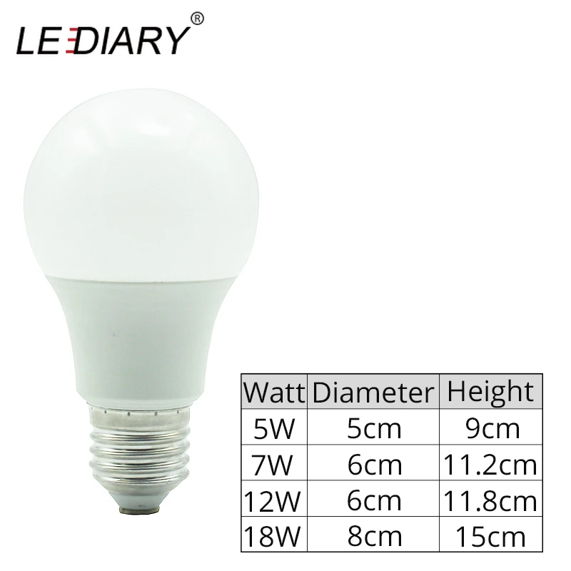 Светодиодный IARY светодиодный A60 E27 лампы PC Алюминий гостиная супер яркая лампа 5 Вт 7 Вт 12 Вт 18 Вт 220 в 3000 К 4000 к 6000 К 5 шт./лот