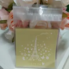 7*7+ 3 см,, 100 шт./лот Романтический Эйфелева башня самоклеящиеся сумки ручной работы мыло печенье в упаковке bag