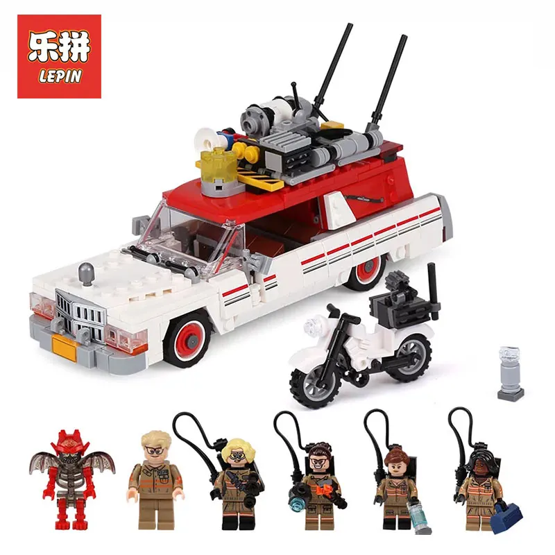 

LEPIN 16032 Ecto-1 & 2 Ghostbuster fighter Ghost car Model set Model Building Blcoks Bricks LegoINGlys 75828 Gifts toys for boys