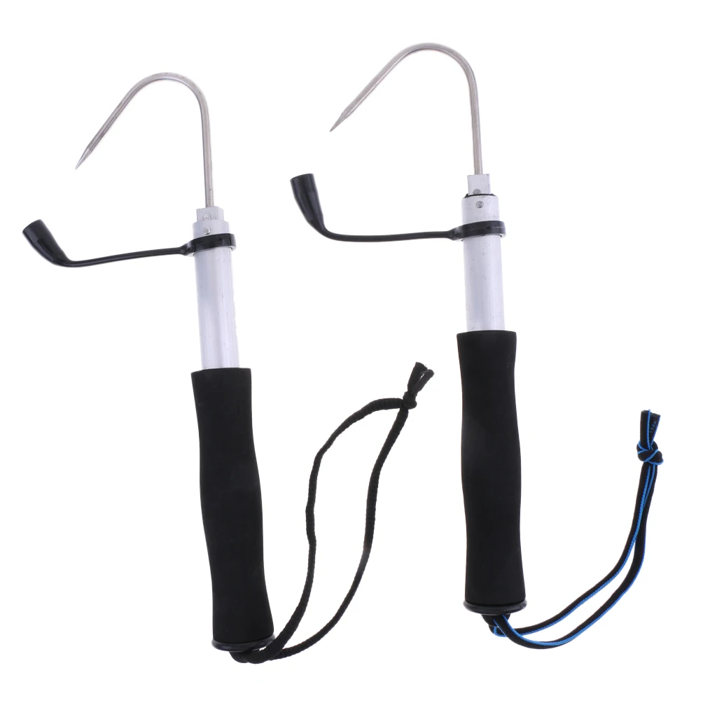Telescopic Aluminum Heavy Duty Gaff with Stainless Steel Hook Spear Hooks Control Fishing Tackle Tool Garfio
