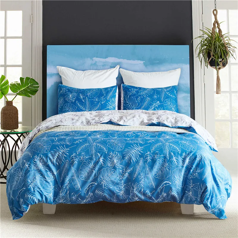 Modern Blue Print Beautiful Bedding Sets 2/3pcs Bed Linings Duvet Cover Pillowcases Set USA Queen King Twin Size Bedlinen | Дом и сад
