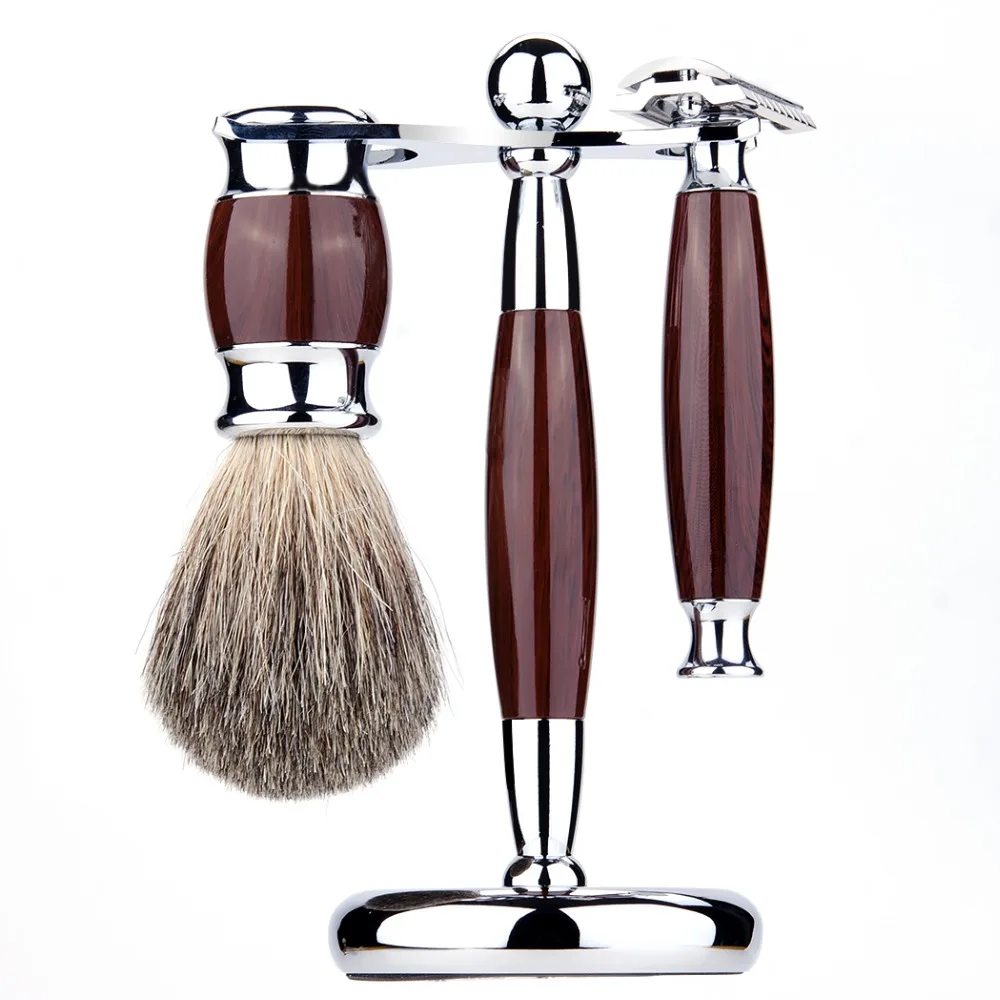 

Grandslam Men Shaving Manual Razors Set Adjustable Double Edge Blade Razor Pure Badger Shaving Brush Shaver Stand Holder Kit