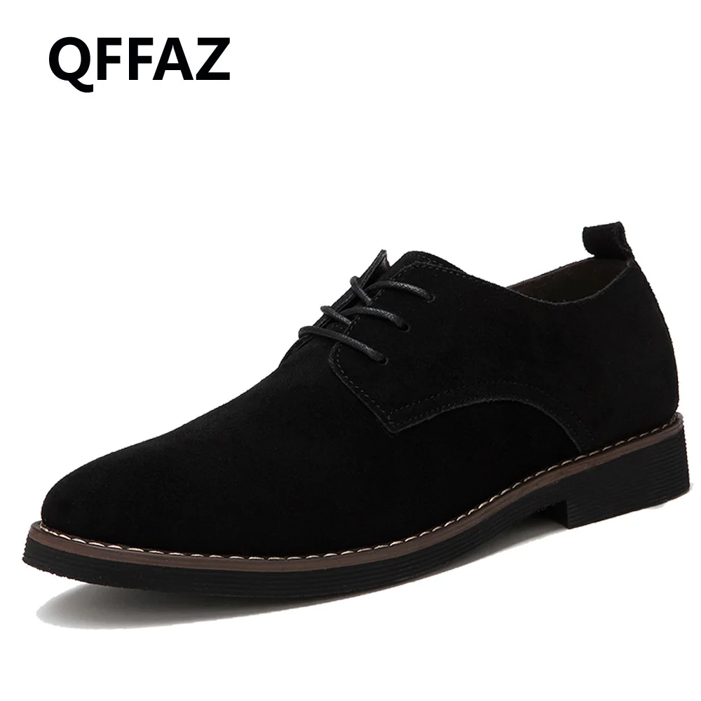 QFFAZ fashion men casual shoes new spring men flats lace up male suede