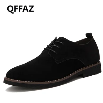 

QFFAZ fashion men casual shoes new spring men flats lace up male suede oxford men leather shoes zapatillas hombre big size 38-48