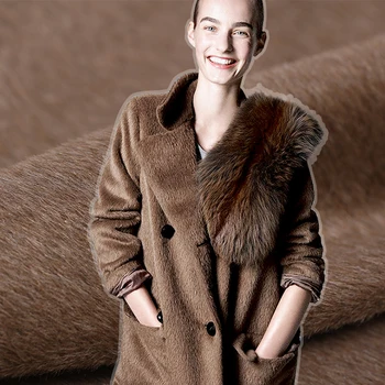 

150CM Wide 860G/M Weight Double Faced Khaki Thick Alpaca Wool Fabric for Autumn and Winter Dress Outwear Overcoat Jacket E540