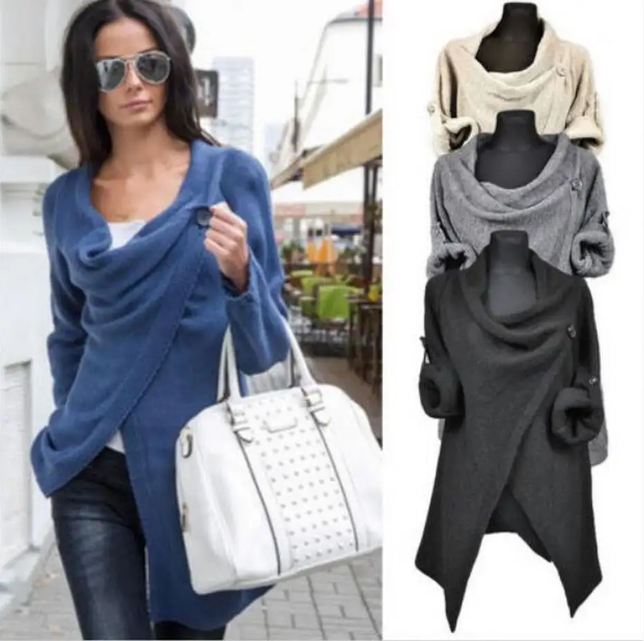 

2018 Cardigan Fashion Women's Sweater Long Sleeve Knit Jacket Casual Jacket Sweater Irregular Spring and Autumn Cardigans 9655