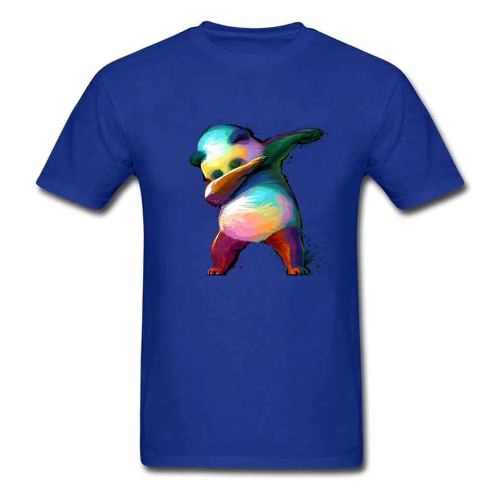 Round Collar Dabbing Panda 100% Cotton Fabric Men's Tshirts Geek Short Sleeve Tees New Arrival Birthday Tees Wholesale Dabbing Panda blue