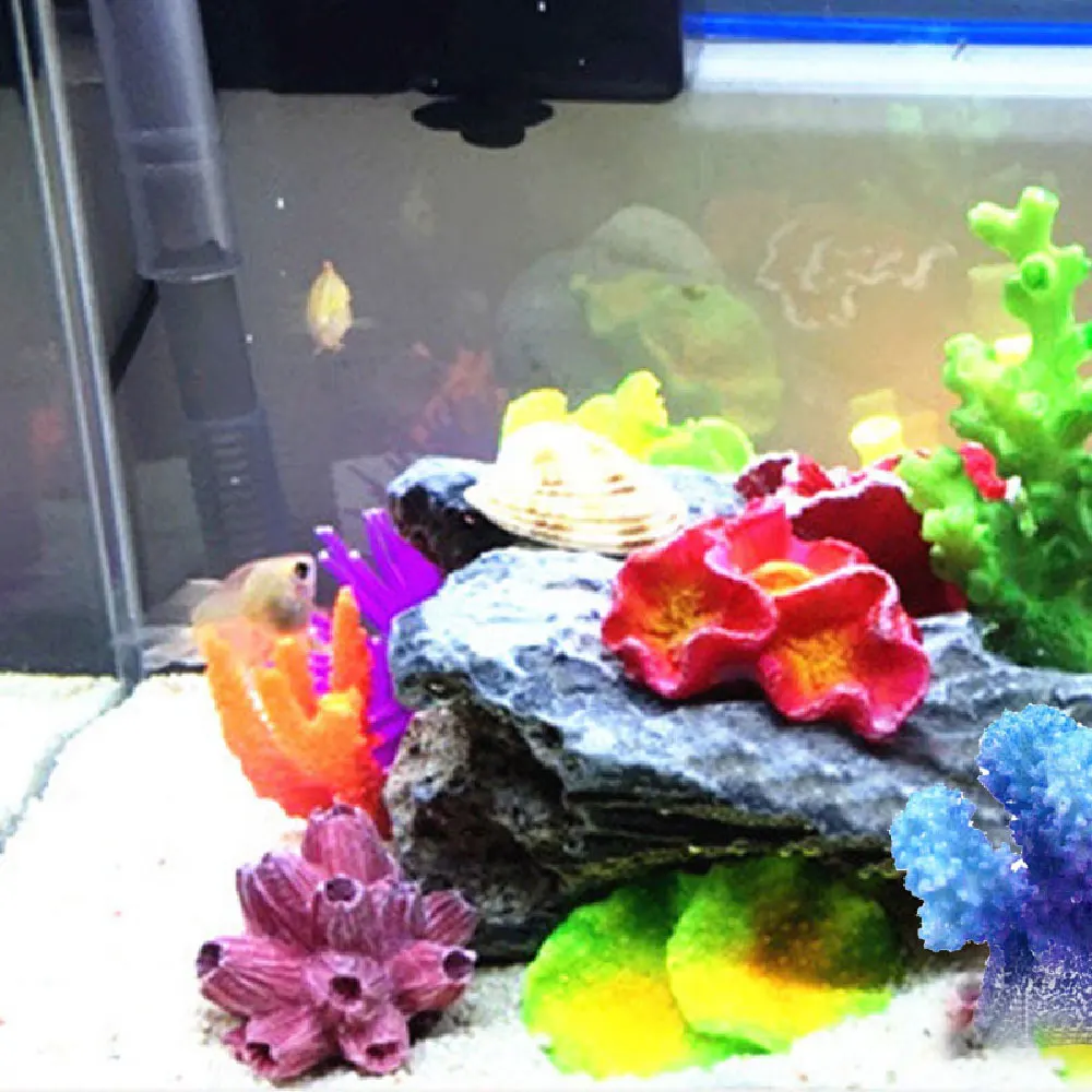 

Fish Tank Decor Coral Flower Oxygen Pump Air Bubble Drive Ornaments Corals Shell Volcano Fish Tank Aquarium Decorations
