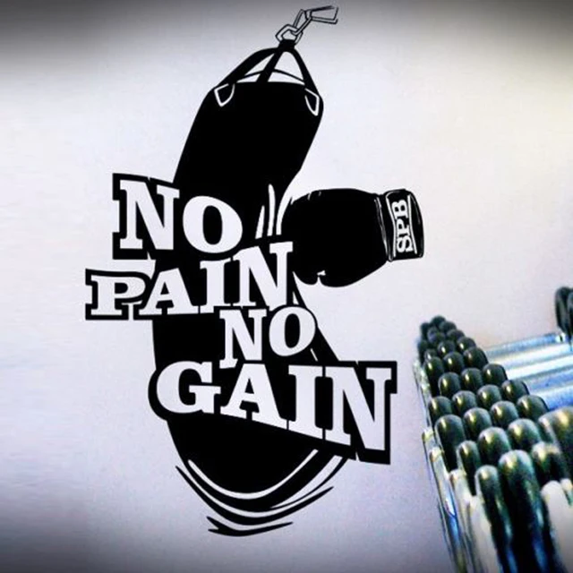 No Pain No Gain Boxing Removable Wall Stickers for Sport Room Background Wallpaper Vinyl Decals