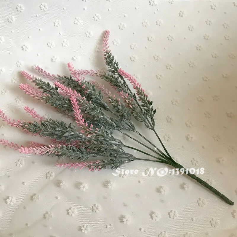Прованс Лаванда цветок шелк томентум Искусственные цветы Зерна Декоративные поддельные Флорес букет украшение дома - Цвет: pink