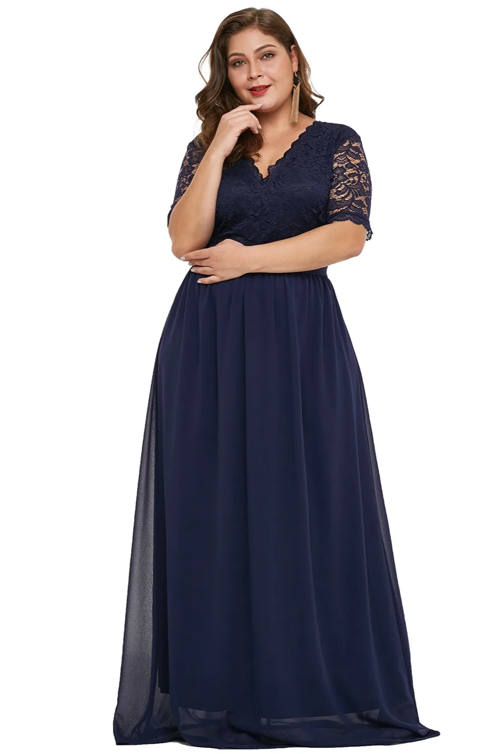 Blue-Plus-Size-Chiffon-Evening-Party-Maxi-Dress-LC610929-5-4