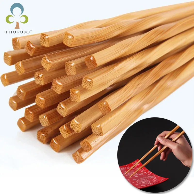 

5 Pairs Natural bamboo Chopsticks Chinese Reusable Non-Slip Sushi Sticks Kitchen Accessories GYH