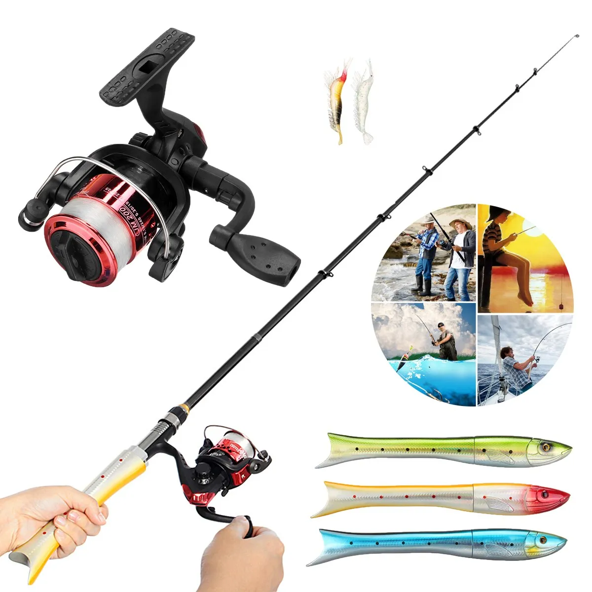 تلسكوبي الصيد رود بكرة كومبو يشبع عدة الغزل قصبة صيد خشبية + الصيد بكرة + الروبيان على شكل الطعم الاطفال معدات صيد الأسماك تلسكوبي الصيد رود بكرة كومبو يشبع عدة الغزل قصبة صيد خشبية + الصيد بكرة + الروبيان على شكل الطعم الاطفال معدات صيد الأسماك