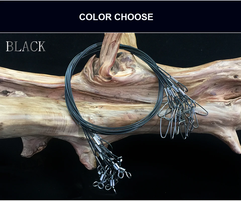 10 шт./лот 50 см рыболовная леска стальной проволоки лидер с поворотной рыболовной оснасткой аксессуары красный черный зеленый Leadcore поводок рыболовные снасти