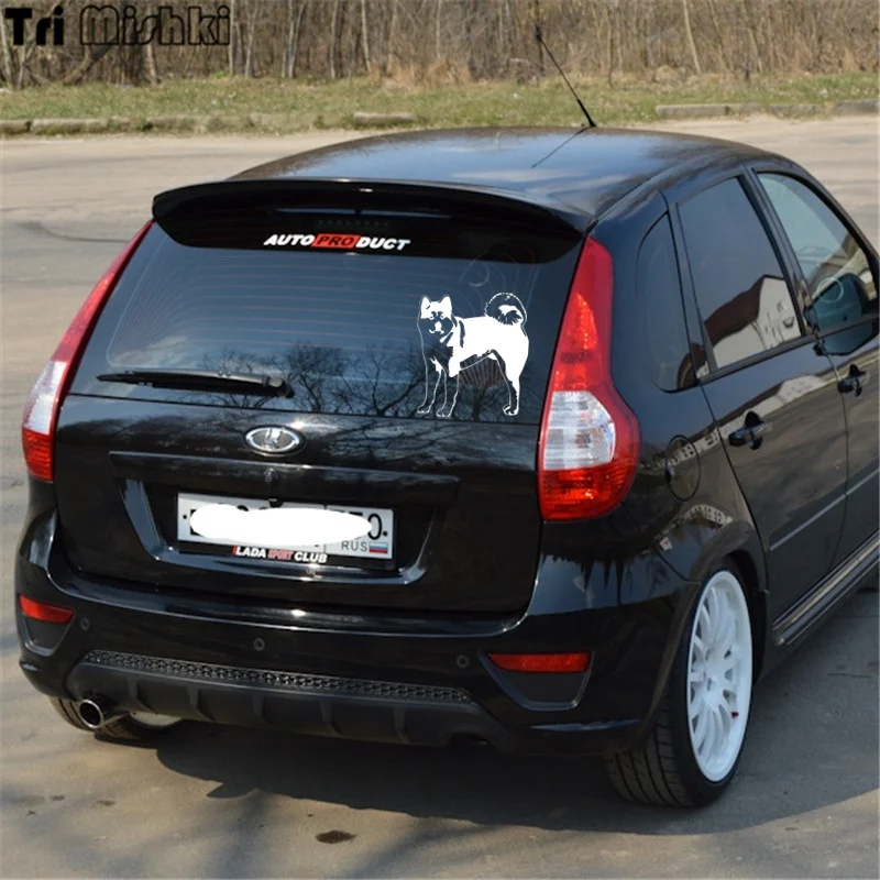 Tri Mishki HZX387# 16.9*15см american akita on board американская акита на борту виниловые наклейки
