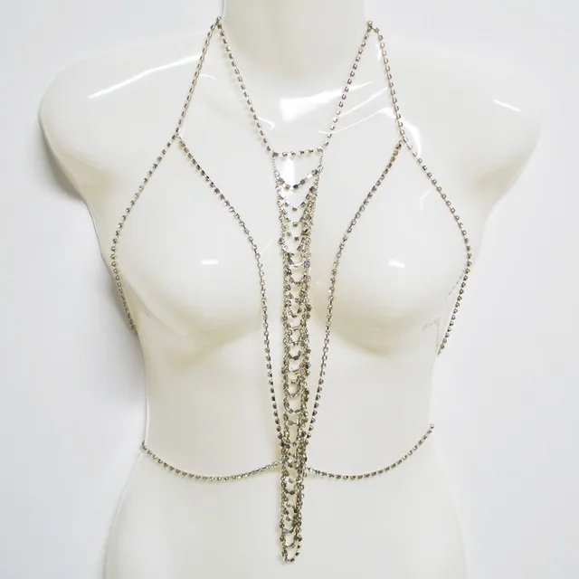 Sexy Breast Body Jewelry Women Girl Crystal Rhinestone Bra Choker