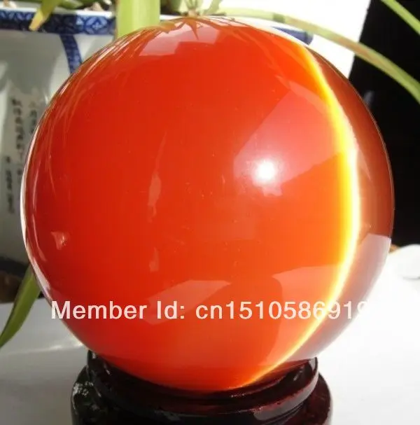 HOT SELL ASIAN QUARTZ RED CAT EYE CRYSTAL HEALING BALL SPHERE 80MM + STAND